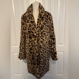 BOOHOO Lightweight Faux Fur Leopard Teddy Jacket, Size 8, NWT